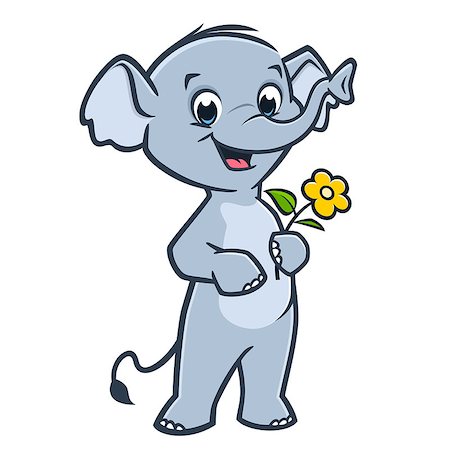 Vector illustration of a cute baby elephant holding flower Foto de stock - Super Valor sin royalties y Suscripción, Código: 400-09052214