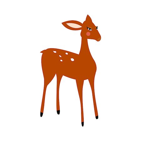 simsearch:400-07055666,k - Deer cartoon vector isolated illustration. Fawn on white background. Fotografie stock - Microstock e Abbonamento, Codice: 400-09052245