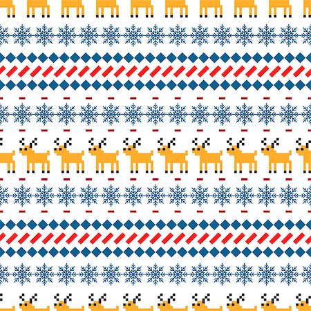 Nordic sweater seamless vector pattern with deer. Blue and red knitted background winter holiday design for fabric, wrap gift paper and apparel. Fotografie stock - Microstock e Abbonamento, Codice: 400-09052261