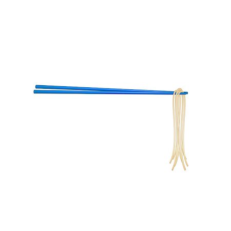 Wooden chopsticks in blue design holding noodles on white background Stock Photo - Budget Royalty-Free & Subscription, Code: 400-09052345