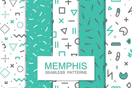 simsearch:400-09046985,k - Collection of swatches memphis patterns - seamless. Fashion 80-90s. Abstract trendy vector backgrounds. Stock Photo - Budget Royalty-Free & Subscription, Code: 400-09052365