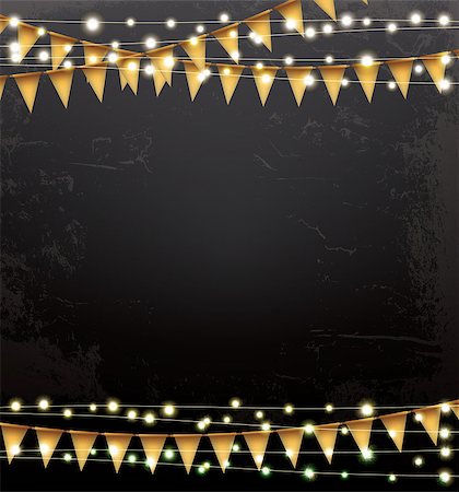 simsearch:400-09095404,k - Empty Christmas Template with Neon Garlands and Flags. Vector Illustration. Card with Copy Space. Fotografie stock - Microstock e Abbonamento, Codice: 400-09052392