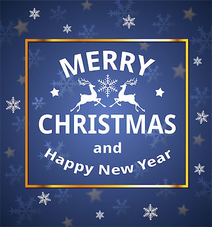 simsearch:400-08813741,k - Vector Christmas card with snowflakes and greeting inscription on a blue background. Merry Christmas lettering Photographie de stock - Aubaine LD & Abonnement, Code: 400-09052442