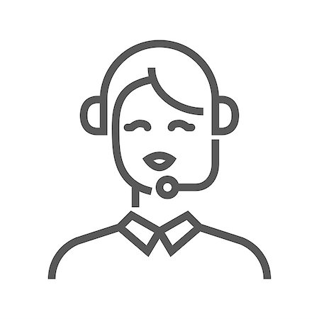 simsearch:400-08647874,k - Call Center Operator Thin Line Vector Icon. Flat icon isolated on the white background. Editable EPS file. Vector illustration. Photographie de stock - Aubaine LD & Abonnement, Code: 400-09052519