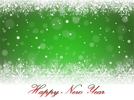 simsearch:400-08407579,k - New Year snowflakes and snowdrift on green background. Vector illustration Photographie de stock - Aubaine LD & Abonnement, Code: 400-09052580