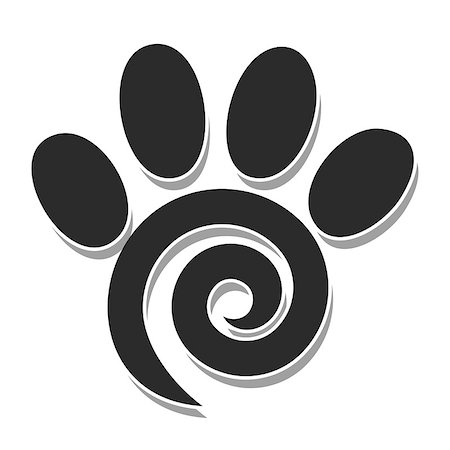 spiral tails of animals - Illustration paw print as a spiral on a white background Stock Photo - Budget Royalty-Free & Subscription, Code: 400-09052636