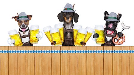 simsearch:400-08163219,k - bavarian german row or group  of dogs with  pretzel, beer mug ,flag , sausage,  and gingerbread heart, isolated on white background , ready for the beer celebration festival in munich Photographie de stock - Aubaine LD & Abonnement, Code: 400-09064071