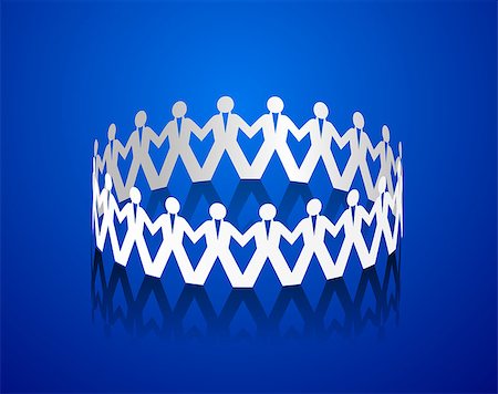 paper cutout chain - Paper men holding hands in the shape of a circle. Vector illustration Stock Photo - Budget Royalty-Free & Subscription, Code: 400-09064174