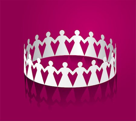 paper cutout chain - Paper women holding hands in the shape of a circle. Vector illustration Stock Photo - Budget Royalty-Free & Subscription, Code: 400-09064176