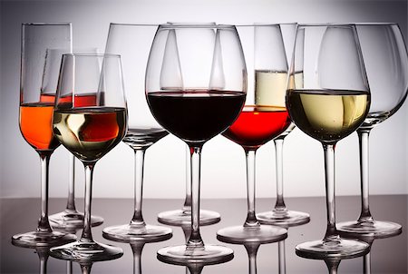 simsearch:400-04264239,k - Set of party hight wine glasses with red, white and rose wine Stock Photo - Budget Royalty-Free & Subscription, Code: 400-09064238