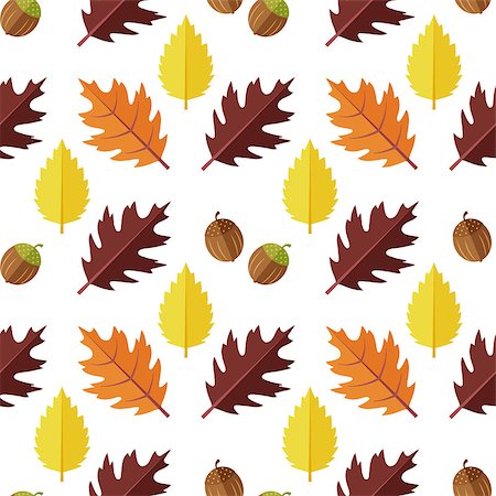 Seamless pattern with various colorful autumn leaves on a white background. Cartoon flat style vector illustration Foto de stock - Royalty-Free Super Valor e Assinatura, Número: 400-09064326