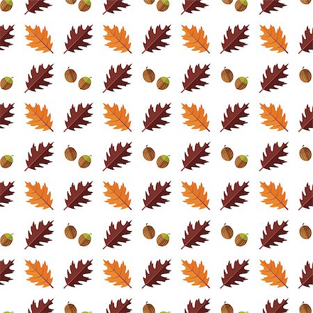 Seamless pattern with various colorful autumn leaves on a white background. Cartoon flat style vector illustration Foto de stock - Royalty-Free Super Valor e Assinatura, Número: 400-09064439