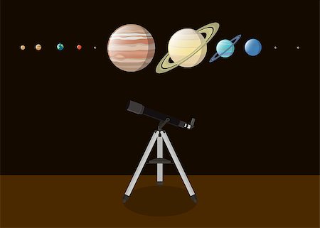 planet pluto - explore planet with various kind of planet and telescope vector Stock Photo - Budget Royalty-Free & Subscription, Code: 400-09064449