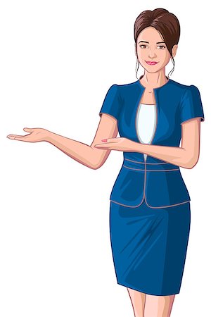 simsearch:400-04204809,k - Beautiful young business woman showing welcome. Isolated on white vector cartoon illustration Stock Photo - Budget Royalty-Free & Subscription, Code: 400-09064521