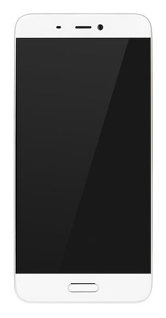 simsearch:400-07293028,k - Front view of modern white smartphone with empty black screen isolated on white background. Smart phone with clipping path Photographie de stock - Aubaine LD & Abonnement, Code: 400-09064630