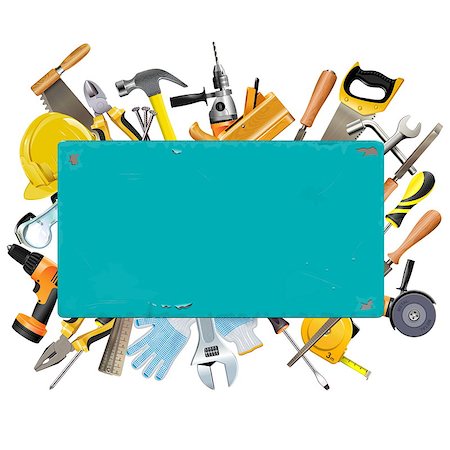 simsearch:400-09064850,k - Vector Rusty Frame with Instruments isolated on white background Foto de stock - Super Valor sin royalties y Suscripción, Código: 400-09064827