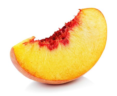 peach slice - Slice of ripe peach fruit isolated on white background. Peach slice with clipping path Stock Photo - Budget Royalty-Free & Subscription, Code: 400-09064834