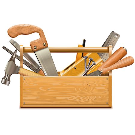 simsearch:400-09064850,k - Vector Toolbox with Retro Instruments isolated on white background Foto de stock - Super Valor sin royalties y Suscripción, Código: 400-09064850