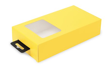 simsearch:400-06359368,k - Yellow Product Packaging Box Lying on White background Foto de stock - Super Valor sin royalties y Suscripción, Código: 400-09064897