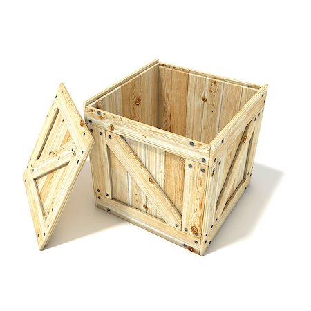 simsearch:400-07832326,k - Opened wooden crate. Side view. 3D render illustration isolated on a white background Stockbilder - Microstock & Abonnement, Bildnummer: 400-09064952