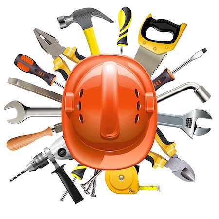 simsearch:640-02950998,k - Vector Construction Helmet with Tools isolated on white background Stock Photo - Budget Royalty-Free & Subscription, Code: 400-09065020