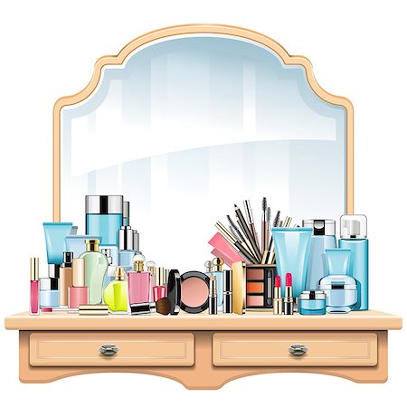 simsearch:600-07232295,k - Vector Dressing Table isolated on white background Stock Photo - Budget Royalty-Free & Subscription, Code: 400-09065126