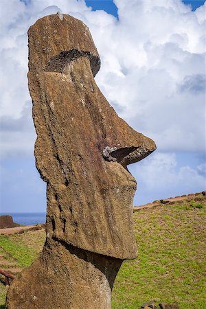 simsearch:400-08626060,k - Moai statue on Rano Raraku volcano, easter island, Chile Stock Photo - Budget Royalty-Free & Subscription, Code: 400-09065187