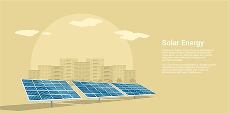 simsearch:693-03312761,k - picture of solar batteries with mountains city silhouette on background, flat style concept of renewable solar energy Stock Photo - Budget Royalty-Free & Subscription, Code: 400-09065236