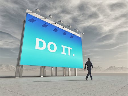 post it - Businessman passes a billboard with the message DO IT. This is a 3d render illustration. Foto de stock - Super Valor sin royalties y Suscripción, Código: 400-09065351