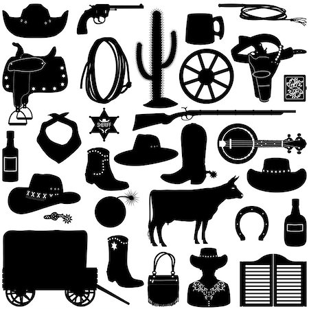 simsearch:400-05237019,k - Vector Cowboy Pictograms isolated on white background Stock Photo - Budget Royalty-Free & Subscription, Code: 400-09065446