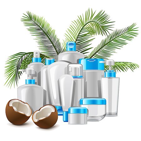 Vector Coconut Cosmetics isolated on white background Stock Photo - Budget Royalty-Free & Subscription, Code: 400-09065441