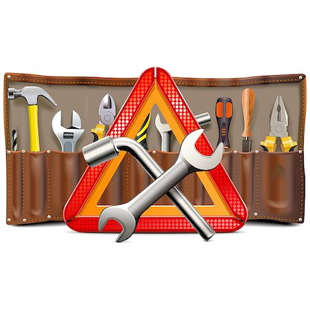 simsearch:400-09064850,k - Vector Triangle Sign with Spanners and Tools isolated on white background Foto de stock - Super Valor sin royalties y Suscripción, Código: 400-09065470