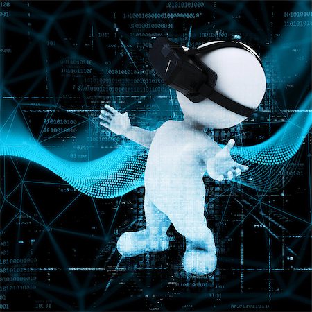 simsearch:400-08621230,k - 3D render of a figure wearing VR headset on abstract code background Foto de stock - Super Valor sin royalties y Suscripción, Código: 400-09065500