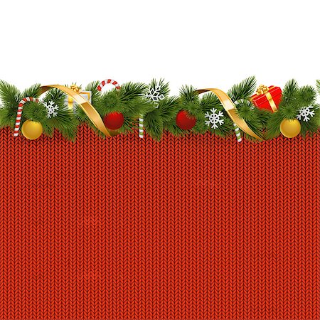 simsearch:400-09065552,k - Vector Christmas Border with Knitted Pattern isolated on white background Photographie de stock - Aubaine LD & Abonnement, Code: 400-09065545