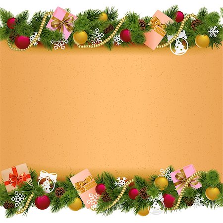 simsearch:400-09142612,k - Vector Christmas Border with Paper Scroll isolated on white background Stockbilder - Microstock & Abonnement, Bildnummer: 400-09065546