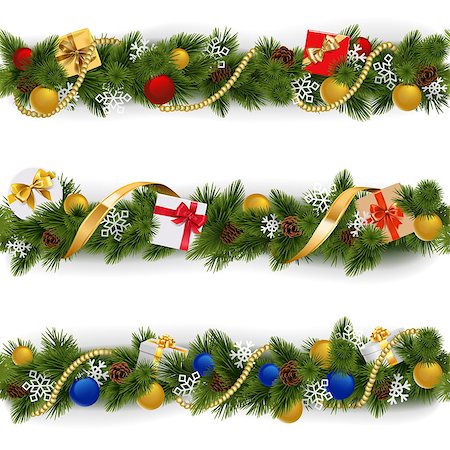 simsearch:400-09142612,k - Vector Christmas Border Set 5 isolated on white background Stockbilder - Microstock & Abonnement, Bildnummer: 400-09065542