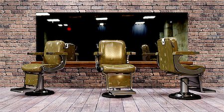 3d illustration of barber shop chairs Stock Photo - Budget Royalty-Free & Subscription, Code: 400-09065838