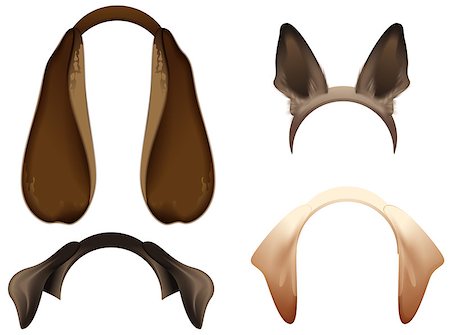 dog ear cartoon - Set Dog ears mask isolated on white. Vector cartoon illustration Stock Photo - Budget Royalty-Free & Subscription, Code: 400-09065862