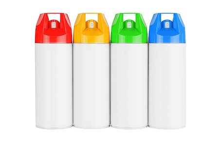 Row of Four Spray Cans on White Background Stock Photo - Budget Royalty-Free & Subscription, Code: 400-09065897