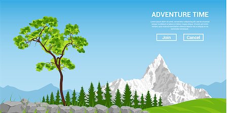 dhai_halud (artist) - flat style banner concept. traveling and adventure, trees and mountains Stockbilder - Microstock & Abonnement, Bildnummer: 400-09065971