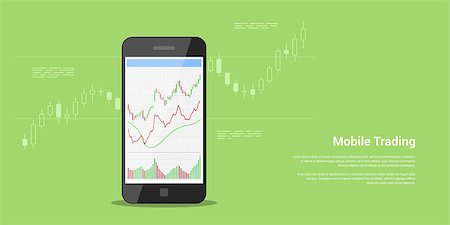 simsearch:400-06566764,k - flat style web banner on mobile stock trading concept, online trading, stock market analysis, business and investment, forex exchange Fotografie stock - Microstock e Abbonamento, Codice: 400-09065990