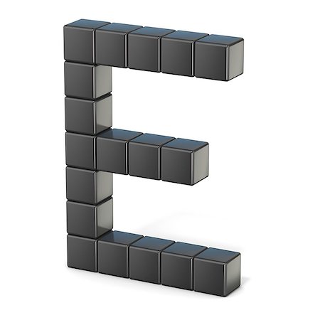 simsearch:400-08298334,k - 8 bit font. Capital letter E. 3D render illustration isolated on white background Photographie de stock - Aubaine LD & Abonnement, Code: 400-09066053