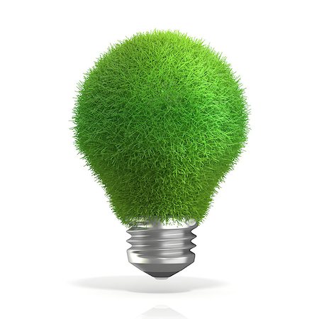 simsearch:400-07464142,k - Concept of green energy. Grass on light bulb. 3D render isolated on white background Foto de stock - Super Valor sin royalties y Suscripción, Código: 400-09066100