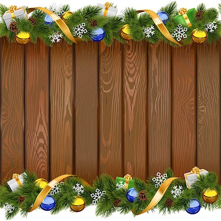 simsearch:400-09065552,k - Vector Seamless Christmas Board with Golden Ribbon isolated on white background Photographie de stock - Aubaine LD & Abonnement, Code: 400-09066311