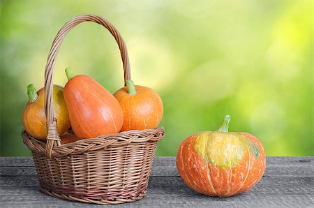 simsearch:400-07828867,k - Little ripe orange pumpkin in the basket Photographie de stock - Aubaine LD & Abonnement, Code: 400-09066334