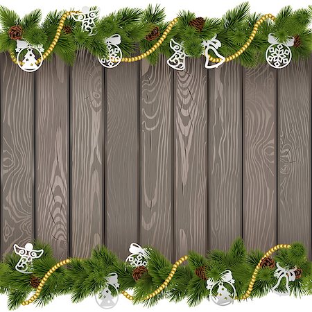 simsearch:400-09065552,k - Vector Seamless Christmas Old Board with Paper Decorations isolated on white background Photographie de stock - Aubaine LD & Abonnement, Code: 400-09066367