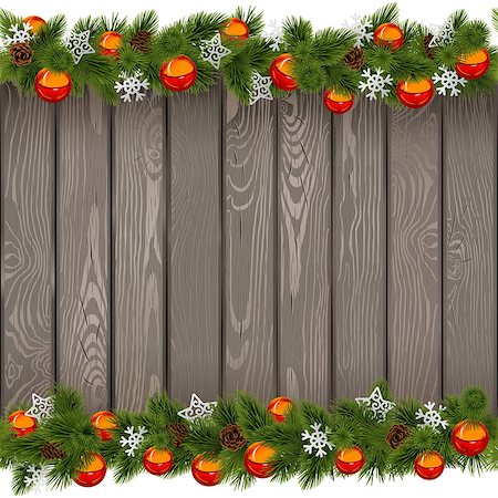 simsearch:400-09065552,k - Vector Seamless Christmas Old Board with Red Balls isolated on white background Photographie de stock - Aubaine LD & Abonnement, Code: 400-09066369