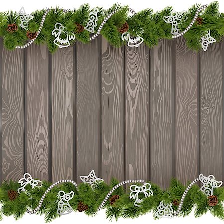 simsearch:400-09065552,k - Vector Seamless Christmas Old Board with White Decorations isolated on white background Photographie de stock - Aubaine LD & Abonnement, Code: 400-09066362