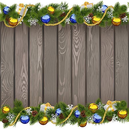 simsearch:400-09065552,k - Vector Seamless Christmas Old Board with Golden Beads isolated on white background Photographie de stock - Aubaine LD & Abonnement, Code: 400-09066375