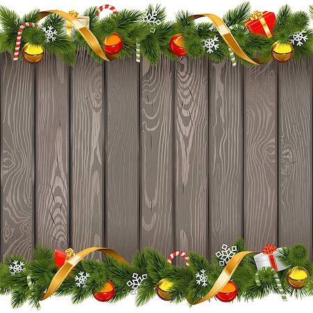 simsearch:400-09065552,k - Vector Seamless Christmas Old Board with Decorations isolated on white background Photographie de stock - Aubaine LD & Abonnement, Code: 400-09066372